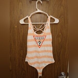 Guess Peach/White Striped Bodysuit